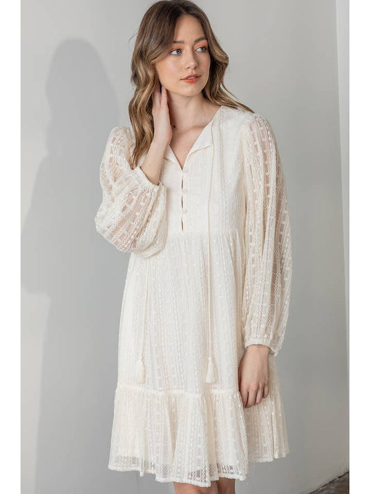 Lace Baby Doll Dress - Natural