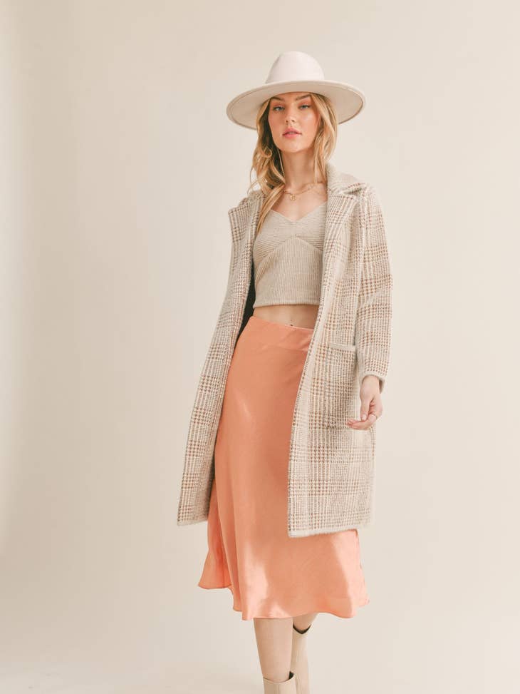 Marceau Houndstooth Coat - Ivory Brown