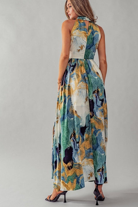 Printed Maxi Dress - Green