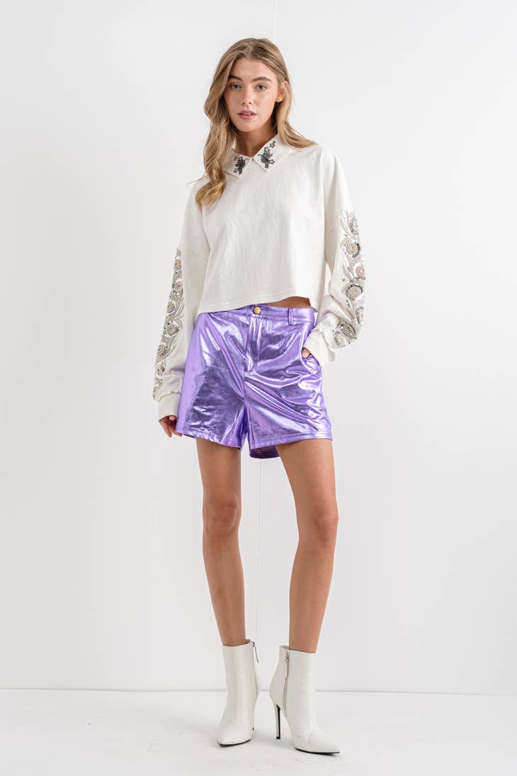 Metallic Shorts - Purple