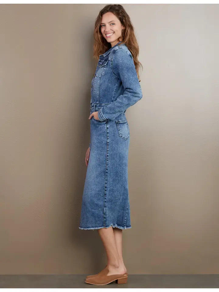 Piece Dyed Denim Dress - Blue