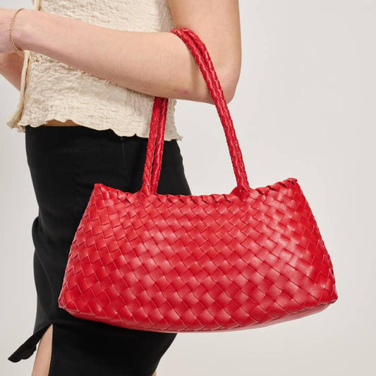 Millie Woven Shoulder Bag - Red
