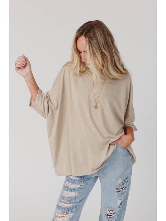 Oversized Tee - Taupe - Final Sale