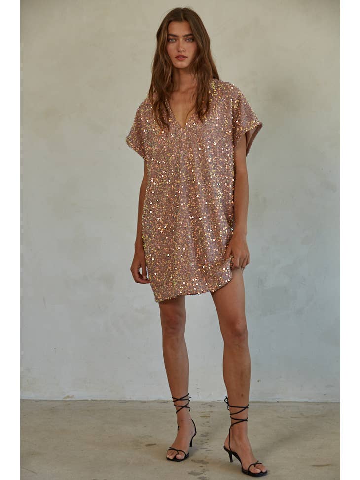 Falling Stars Dress - Mauve Multi