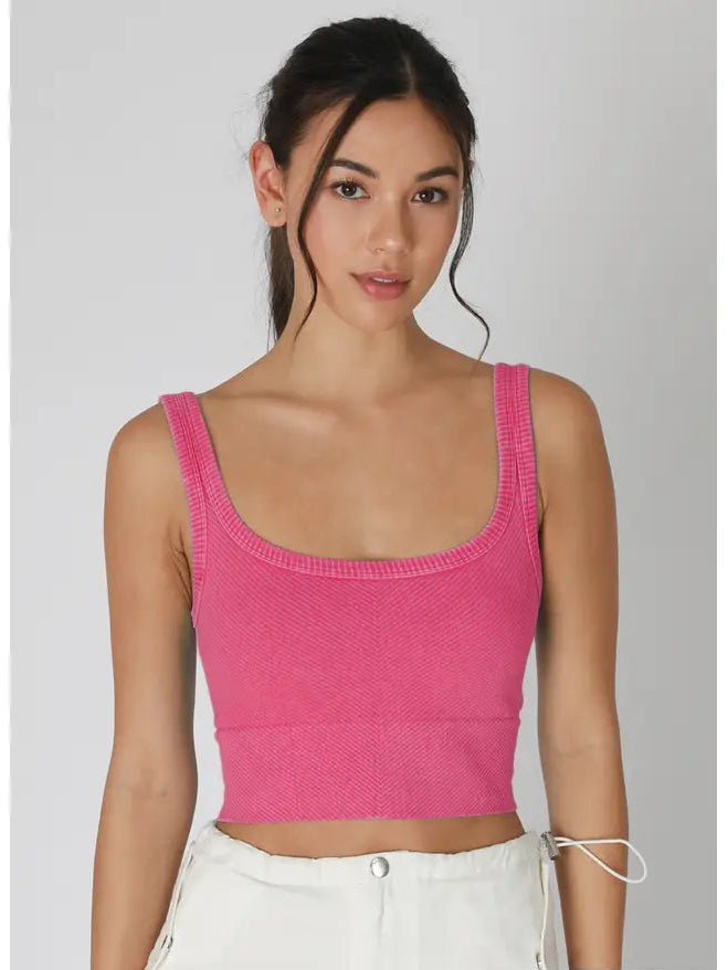 Chevron Crop Top - Vintage Fuschia Pop