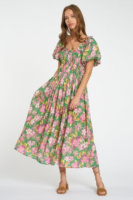 Dori Dress - Green & Pink Multi