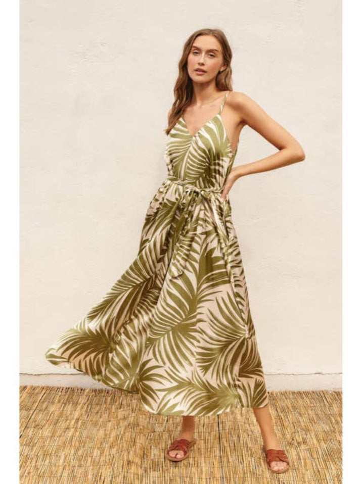 Tropical Adventures Maxi Dress - Palm Fronds