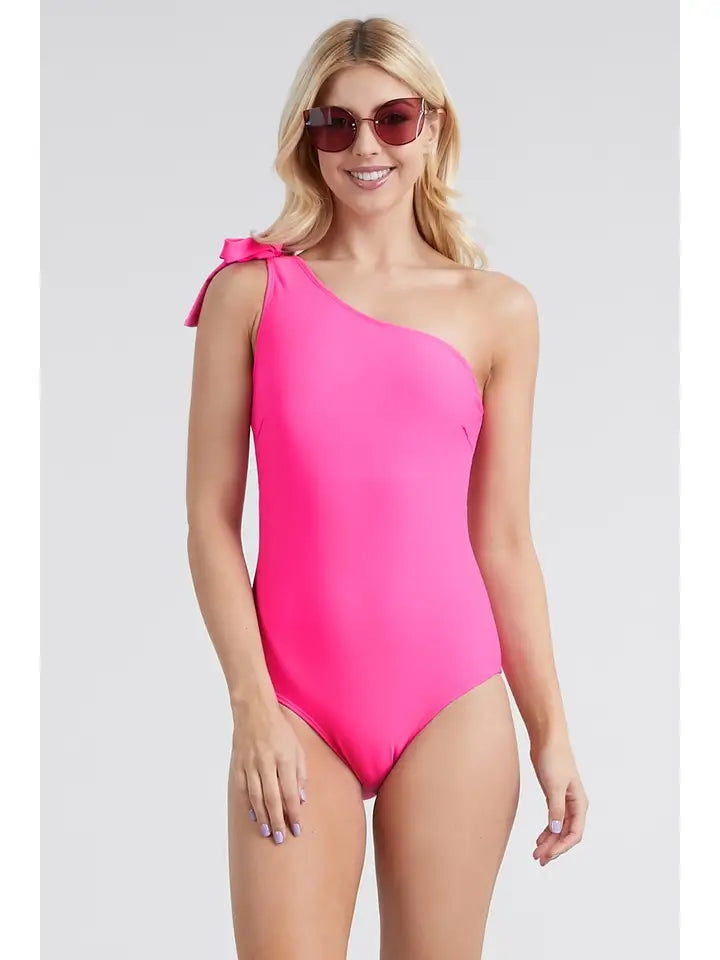 One Shoulder Swimsuit - Pink