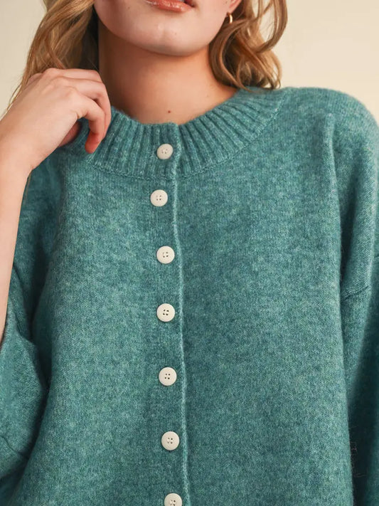 Elbow Length Cardigan - Teal Green