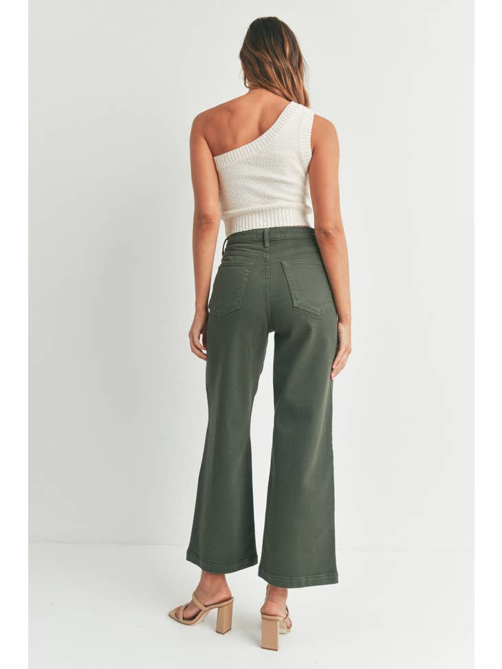 Patch Pocket Wide Leg - Dark Olive