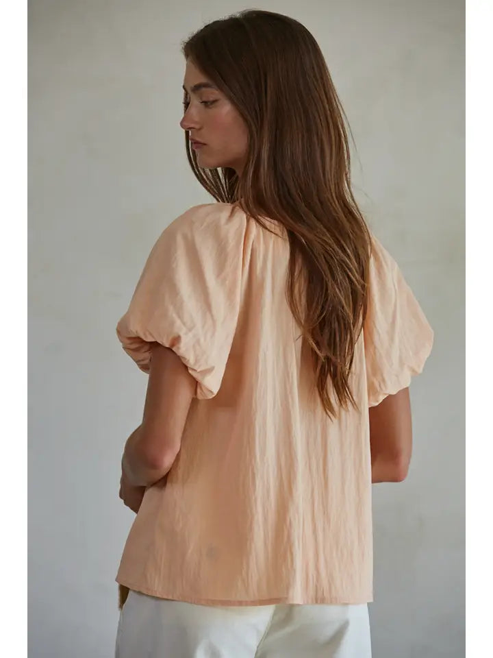 Balloon Short Sleeve Top - Peach