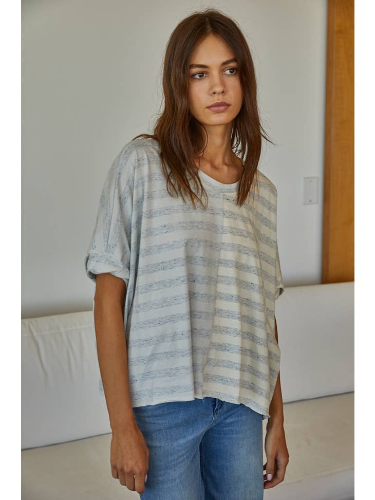 Telly Stripe Top - Ivory Grey