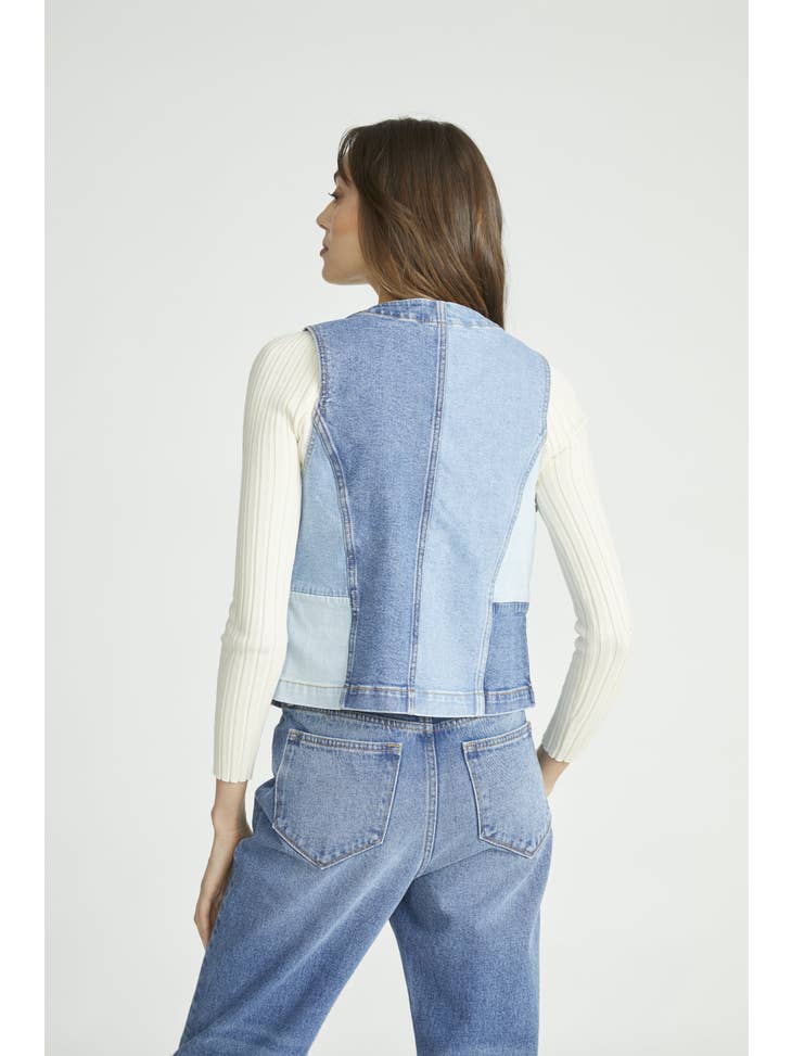 Denim Vest - Colorblock