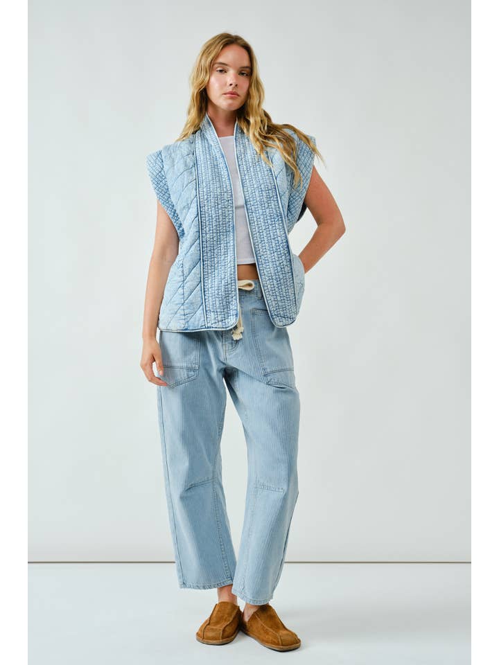 Mariana Oversized Quilted Vest - Denim