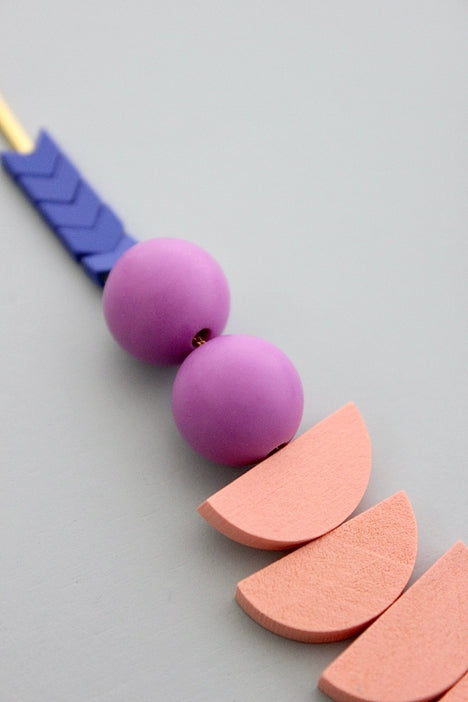Coral Purple and Blue Chain Necklace