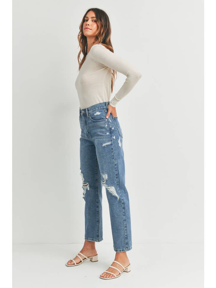 High Rise Dad Jean - Medium Wash
