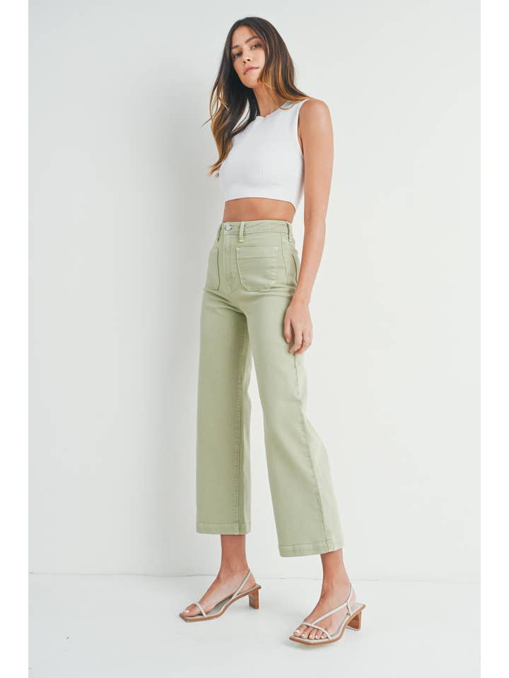 Patch Pocket Wide Leg - Light Sage