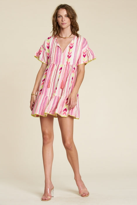 Yessie Dress - Neon Pink Multi
