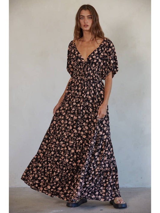 Camellia Maxi Dress - Black Multi