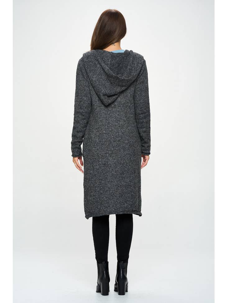 Open Front Cardigan - Charcoal