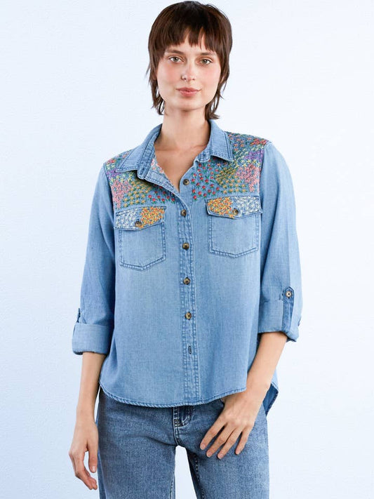 Embroidered Shirt - Flower Patch