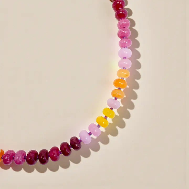 Bold Gemstone Beaded Necklace - Sunset Bold