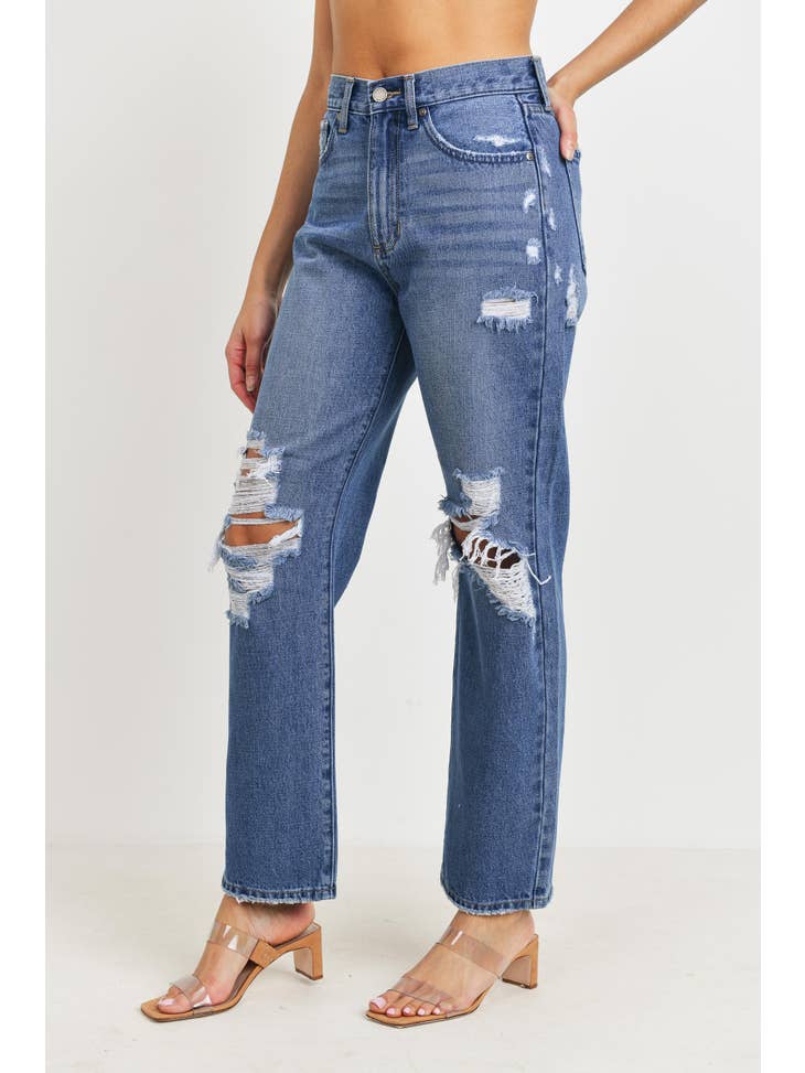 High Rise Dad Jean - Medium Wash