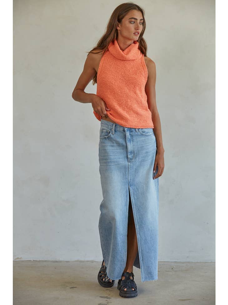 Salma Sweater Crop Top - Coral