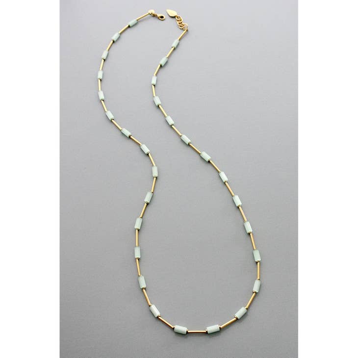 Mint Green and Brass Long Necklace