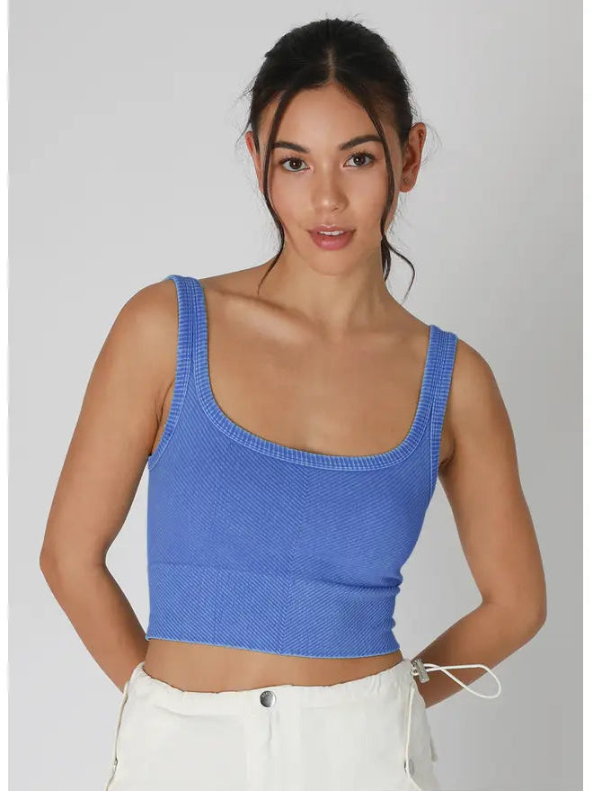 Chevron Crop Top - Vintage Bay Blue
