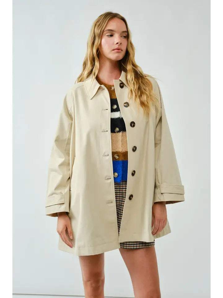A-Line Trench Coat - Beige