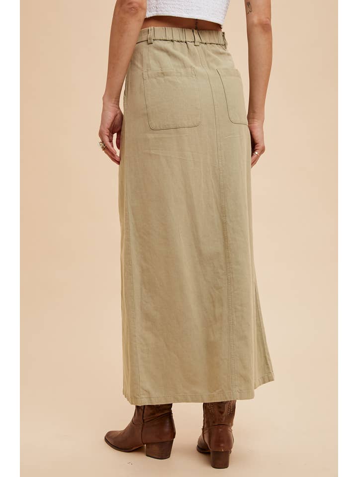 Split Seam Maxi Skirt - Dusty Olive