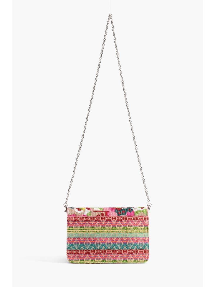 Geo Floral Beaded Crossbody Bag