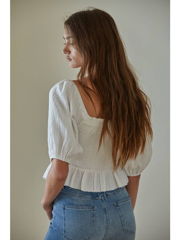 Florence Smocked Top - White