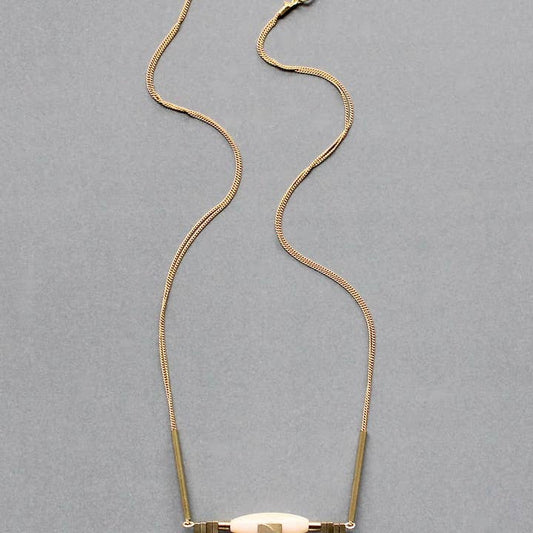 Art Deco Pink and White Pendant Necklace