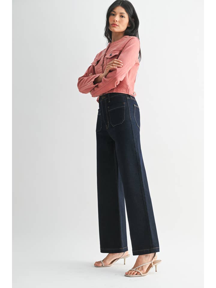 Patch Pocket Wide Leg - Super Dark