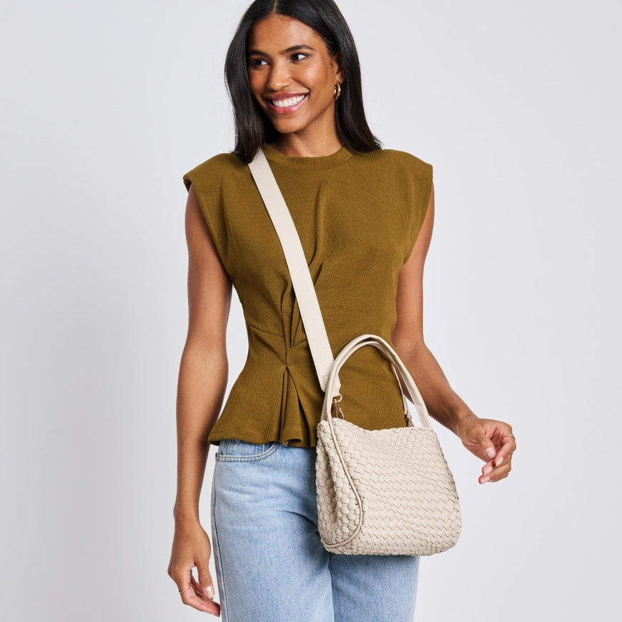 Roxy Double Handle Woven Crossbody - Ivory