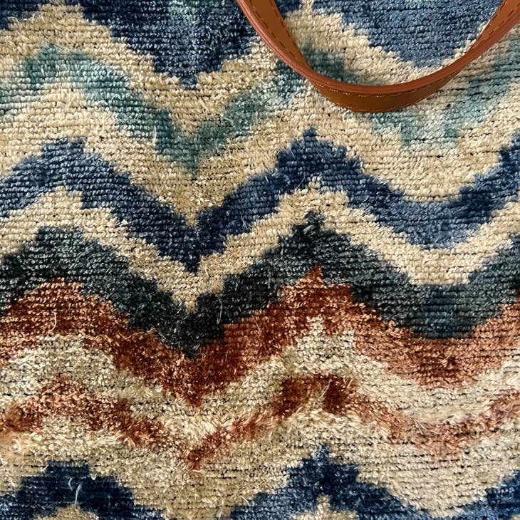 Caroline Bag - Blue & Tan Ikat