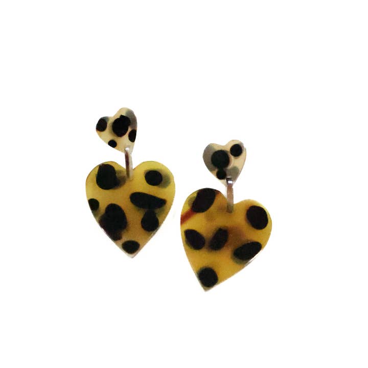 Cheetah Heart Dangle Earrings