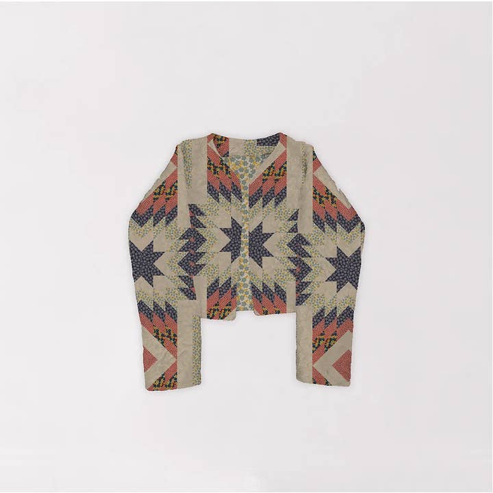 Adeline Patchwork Cropped Quilted Jacket - Coral