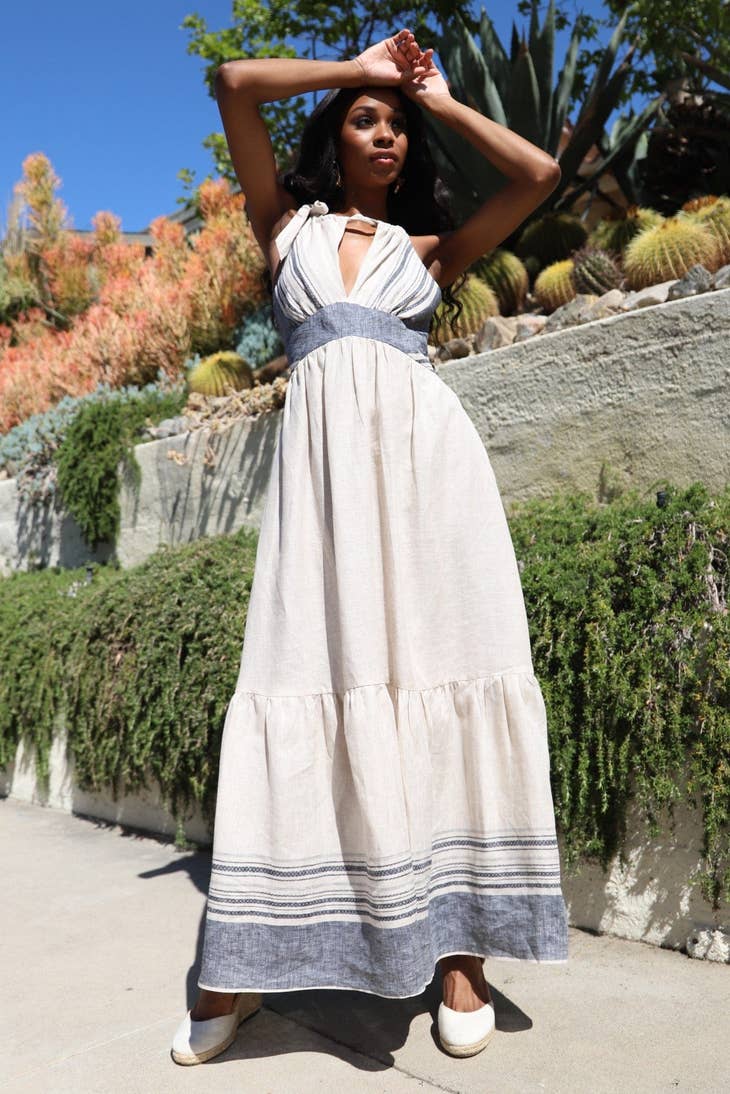 Lamar Maxi Dress - Provence Stripe