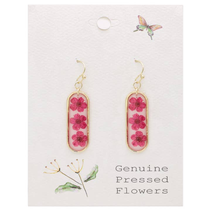 Dried Floral Earrings - Red Bouquet Bar