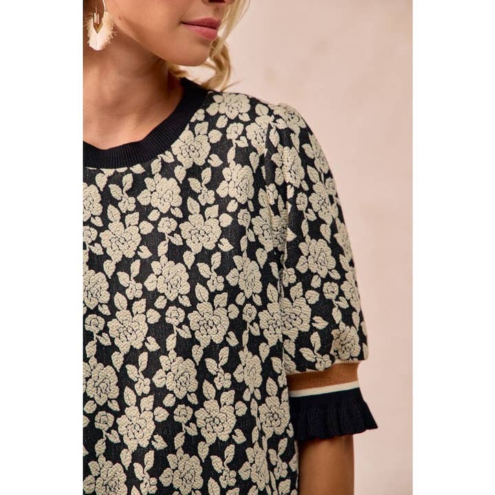 Textured Rose Top - Black