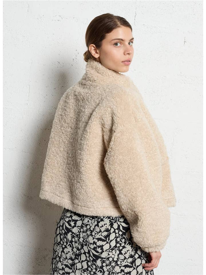 Faux Fur Jacket - Beige