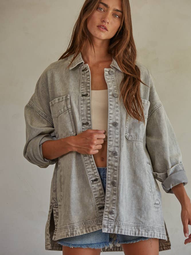 Saige Denim Jacket - Washed Grey