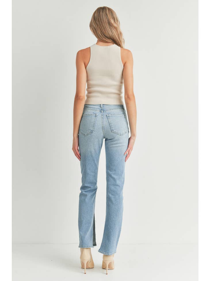 Long-Line Slim Slit Straight - Light Wash