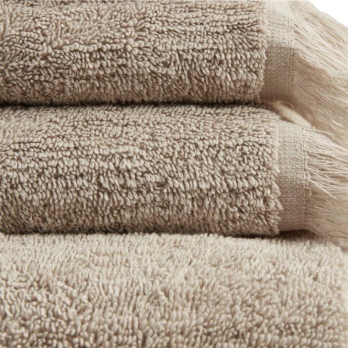 Terry Cotton Fringed 6-Piece Towel Set - Taupe