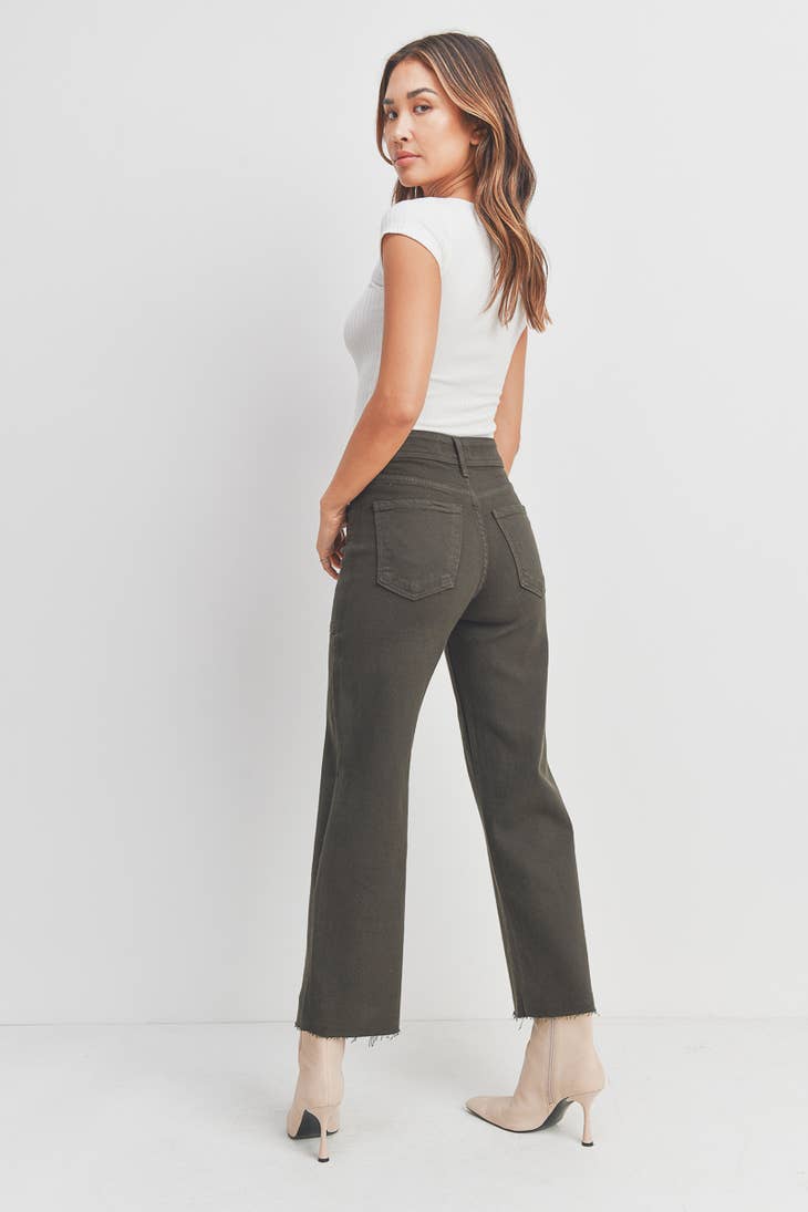 High Rise Utility Wide Leg - Forest Green