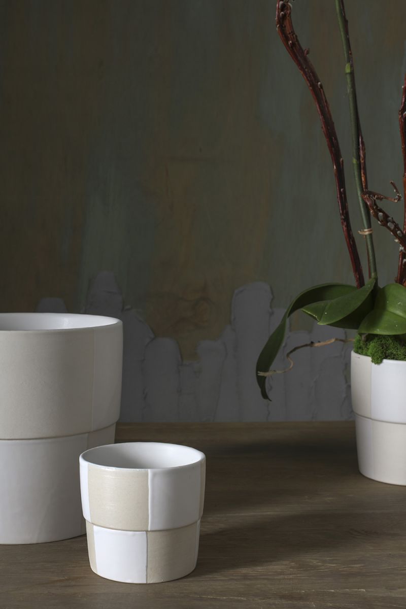 Small Checkerboard Pot - Off-White