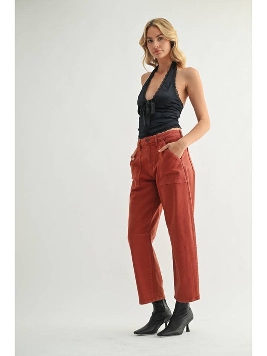 Utility Seamed Barrel Jean - Dark Mauve